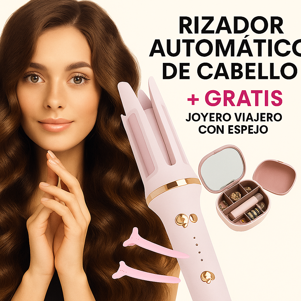 Rizador automático de cabello + Joyero con espejo Viajero